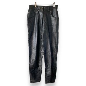 Wilsons 90’s Pinch Waist Leather Biker Pants Black Size 6 ECU Vintage Mo…